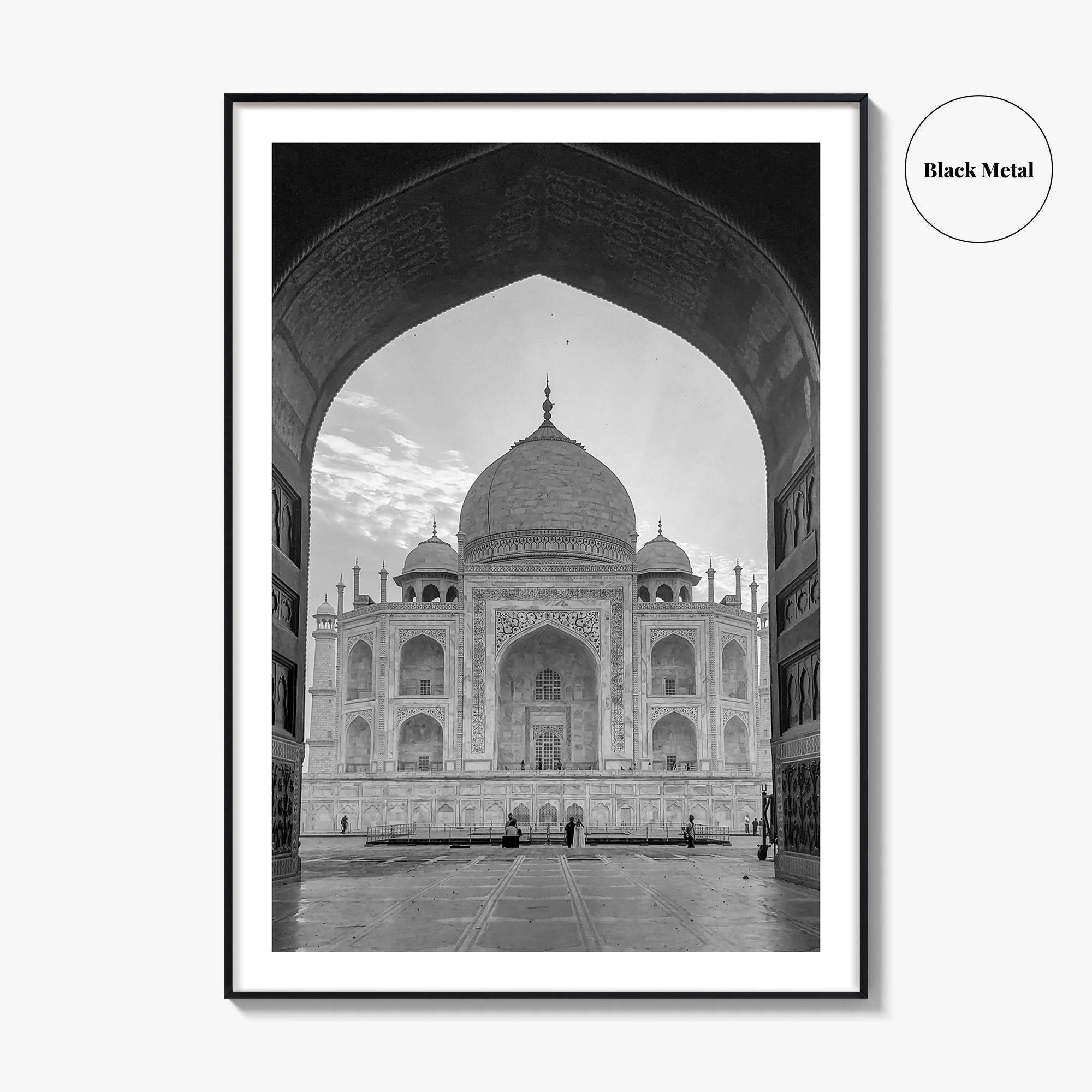 Taj Mahal Black and White Fine Art Photo Print, Agra India Poster