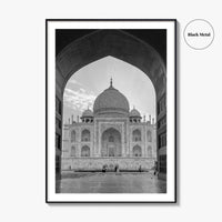 Taj Mahal Black and White Fine Art Photo Print, Agra India Poster