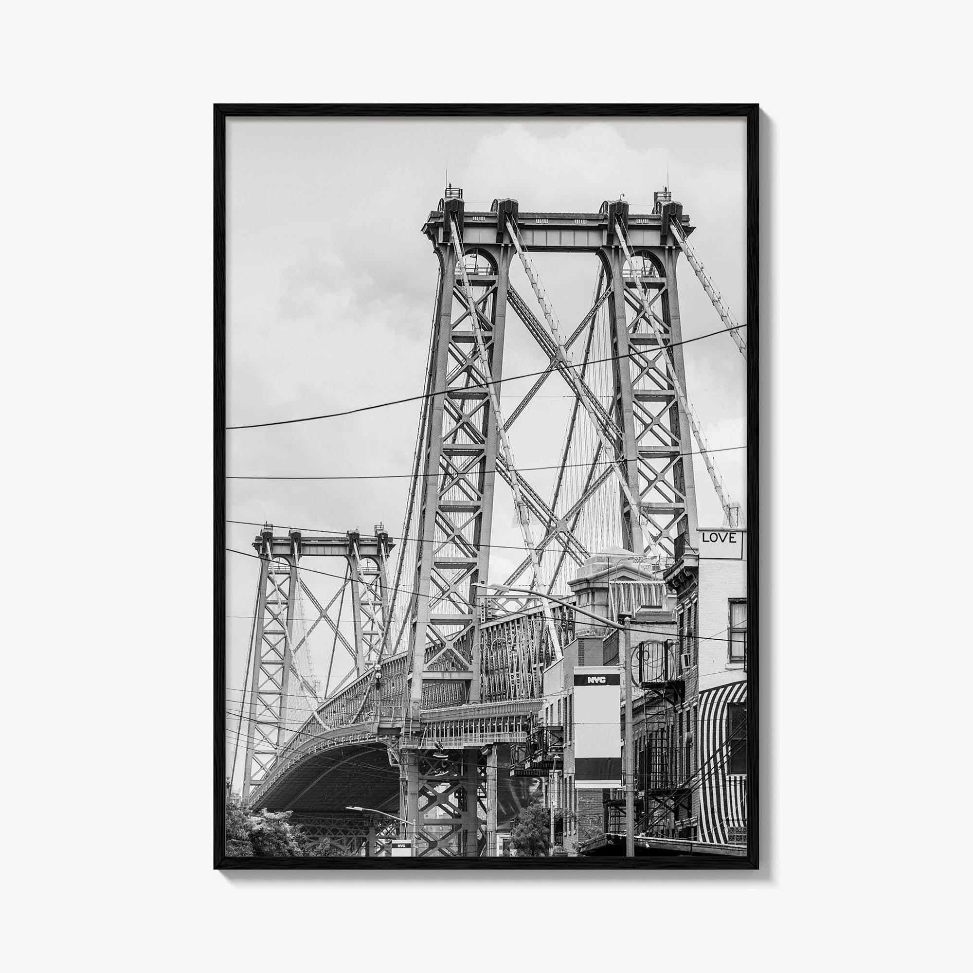 Williamsburg Bridge New York Black and White Fine Art Photo Print, Brooklyn NYC, Poster