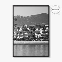 Santa Barbara Black and White Fine Art Photo Print, California Beach Marina Poster