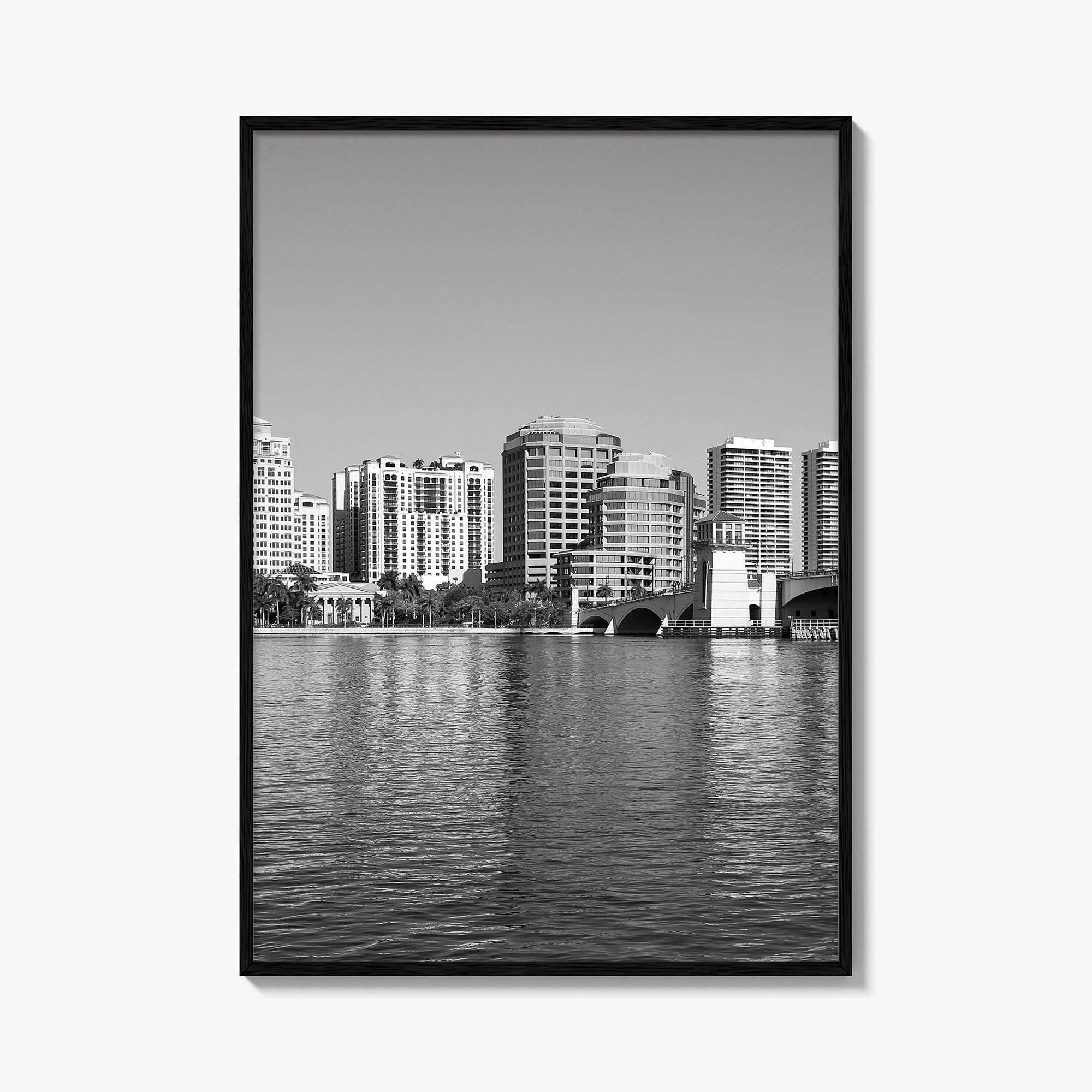 West Palm Beach Skyline Black and White Fine Art Photo Print, Florida Poster