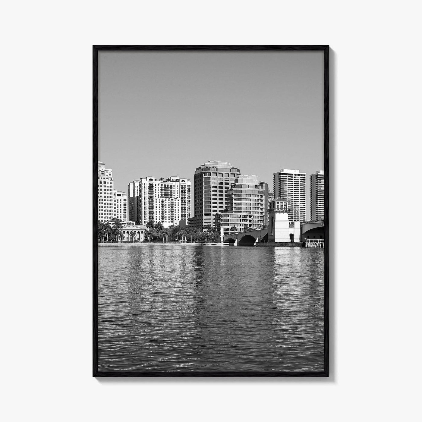 West Palm Beach Skyline Black and White Fine Art Photo Print, Florida Poster