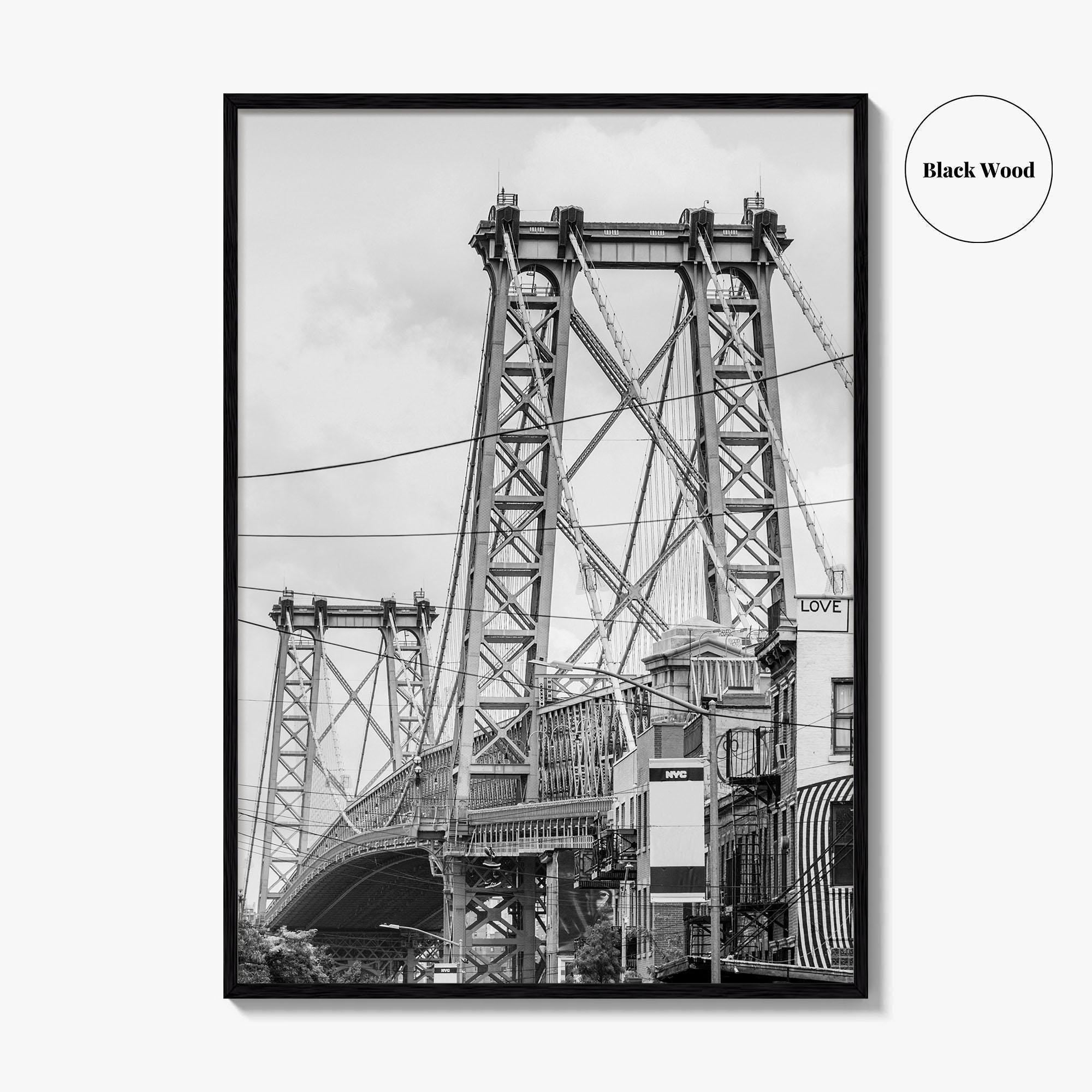 Williamsburg Bridge New York Black and White Fine Art Photo Print, Brooklyn NYC, Poster