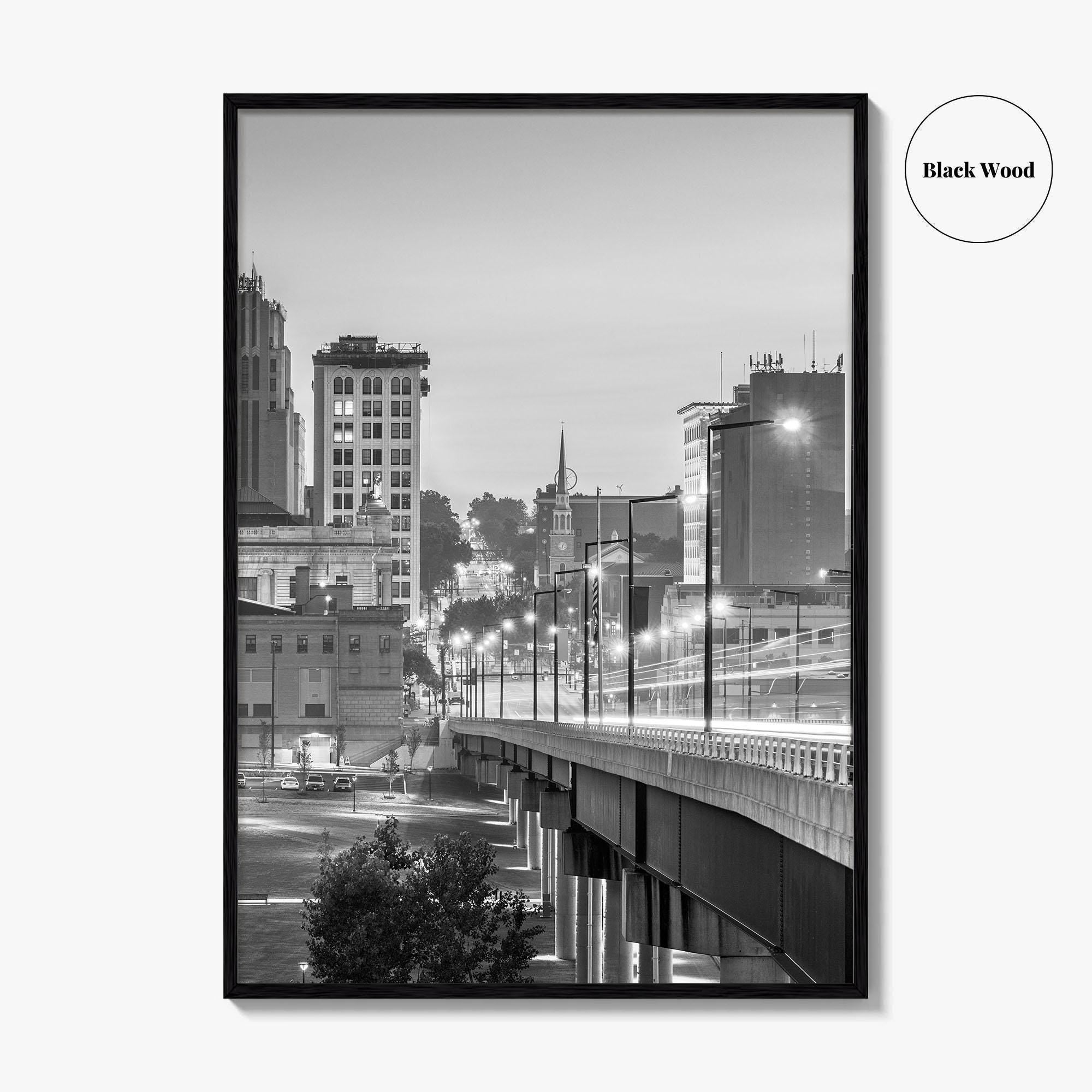 Youngstown Skyline Black and White Fine Art Photo Print, Downtown Ohio Poster