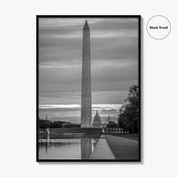 Washington DC Black and White Fine Art Photo Print, US Capitol National Mall Poster