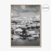 St John's Skyline Black and White Fine Art Photo Print, Antigua, Redcliffe Quay Poster