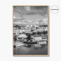 St John's Skyline Black and White Fine Art Photo Print, Antigua, Redcliffe Quay Poster