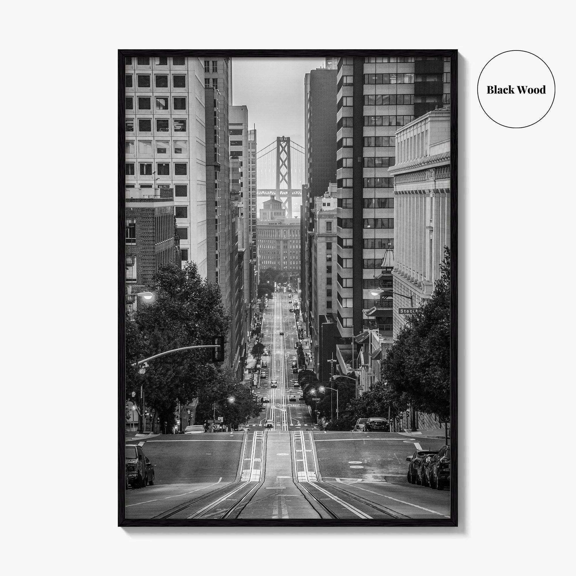 San Francisco Skyline Black and White Fine Art Photo Print, Bay Bridge, California Poster
