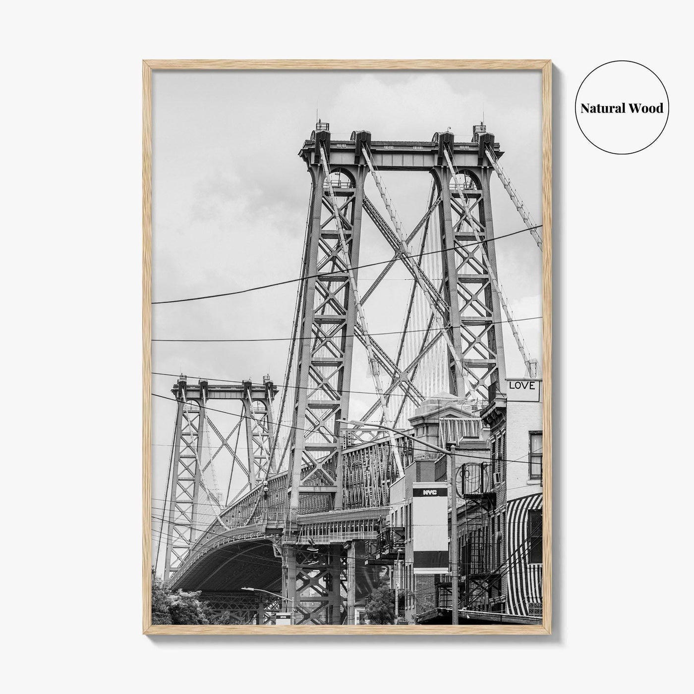 Williamsburg Bridge New York Black and White Fine Art Photo Print, Brooklyn NYC, Poster