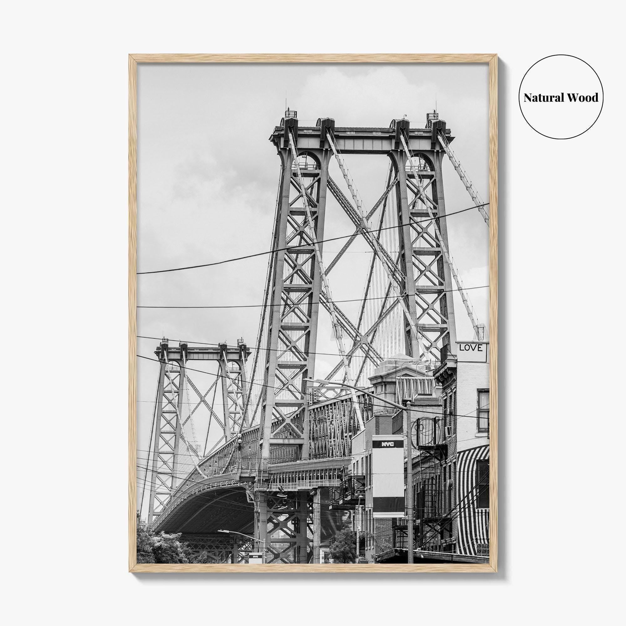 Williamsburg Bridge New York Black and White Fine Art Photo Print, Brooklyn NYC, Poster