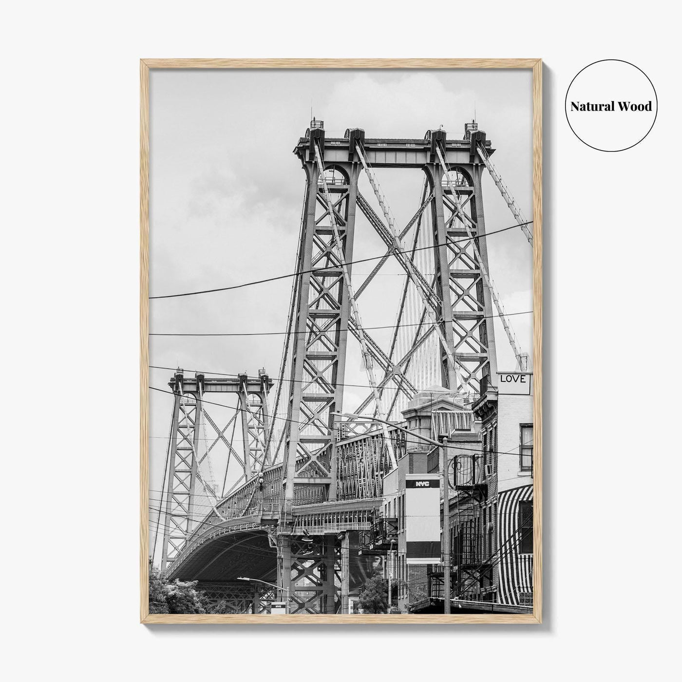 Williamsburg Bridge New York Black and White Fine Art Photo Print, Brooklyn NYC, Poster