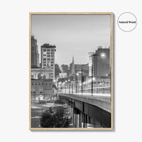 Youngstown Skyline Black and White Fine Art Photo Print, Downtown Ohio Poster