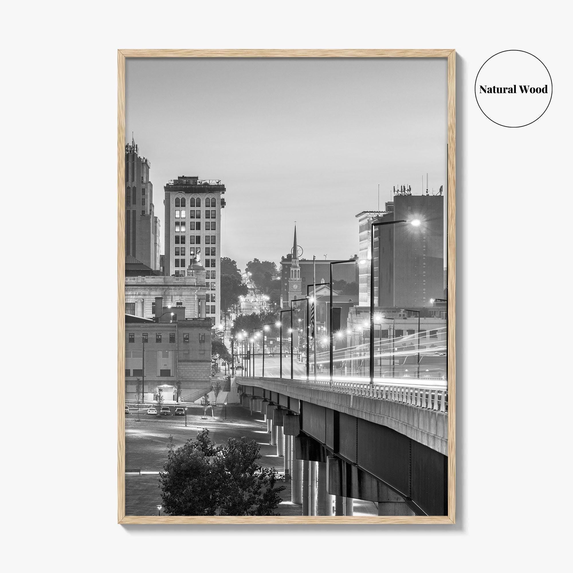 Youngstown Skyline Black and White Fine Art Photo Print, Downtown Ohio Poster