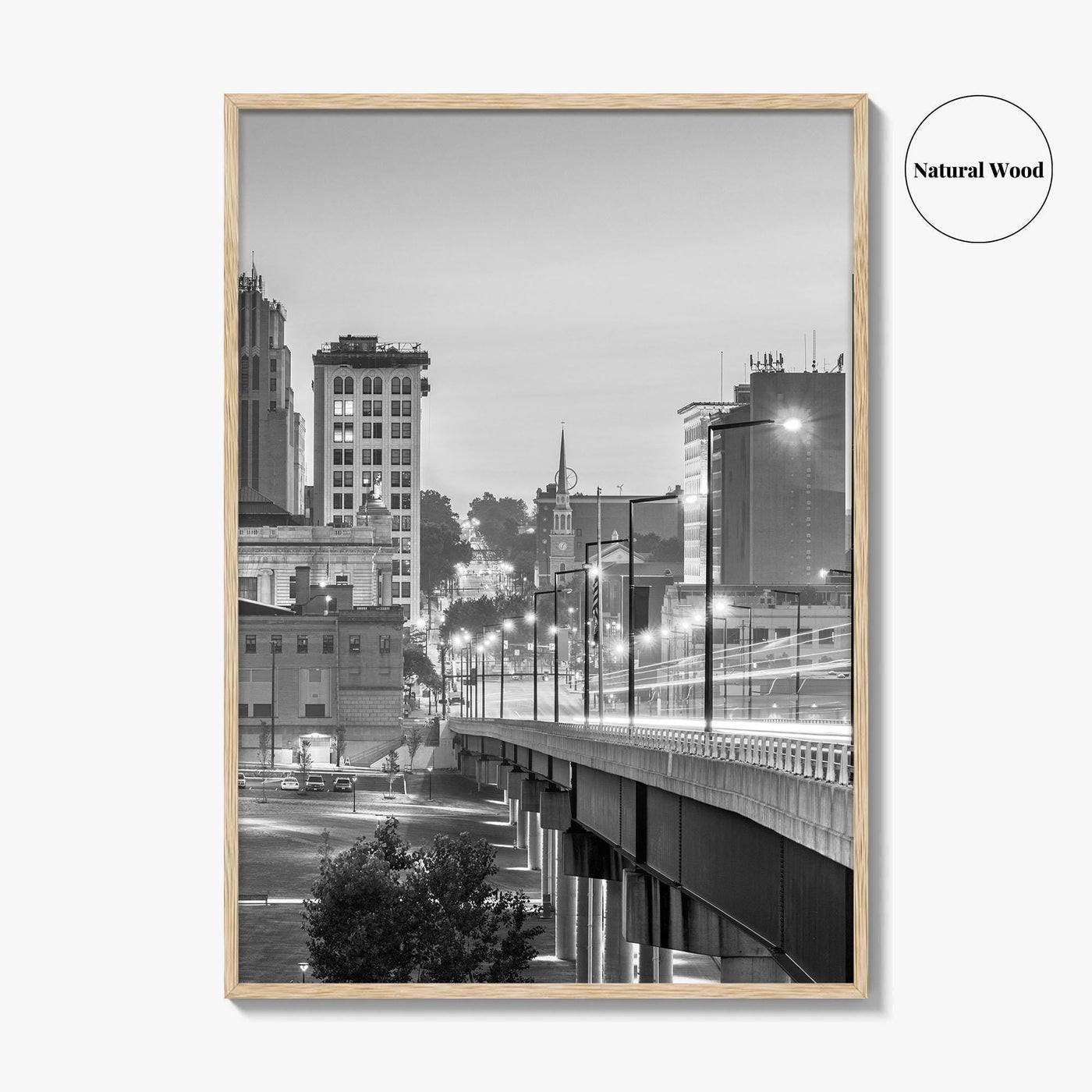 Youngstown Skyline Black and White Fine Art Photo Print, Downtown Ohio Poster