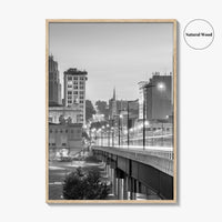 Youngstown Skyline Black and White Fine Art Photo Print, Downtown Ohio Poster