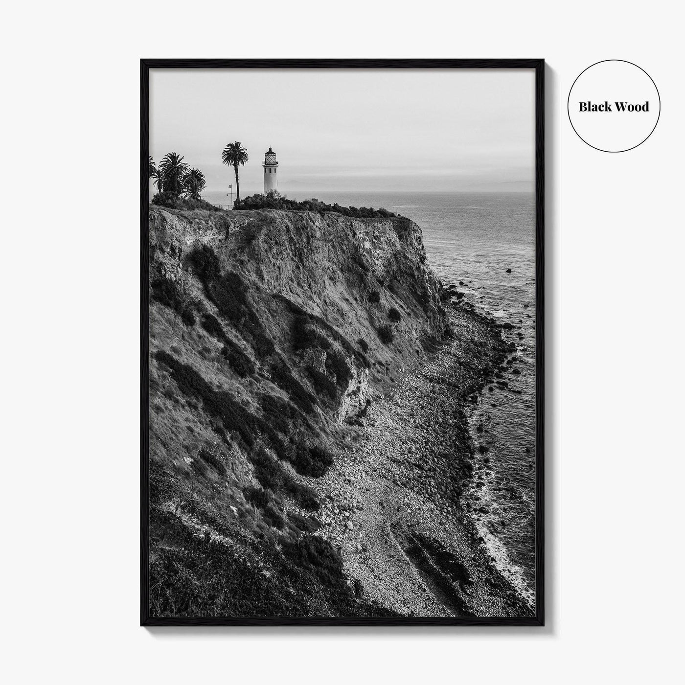 Rancho Palos Verdes Black and White Fine Art Photo Print, Point Vicente Lighthouse Poster