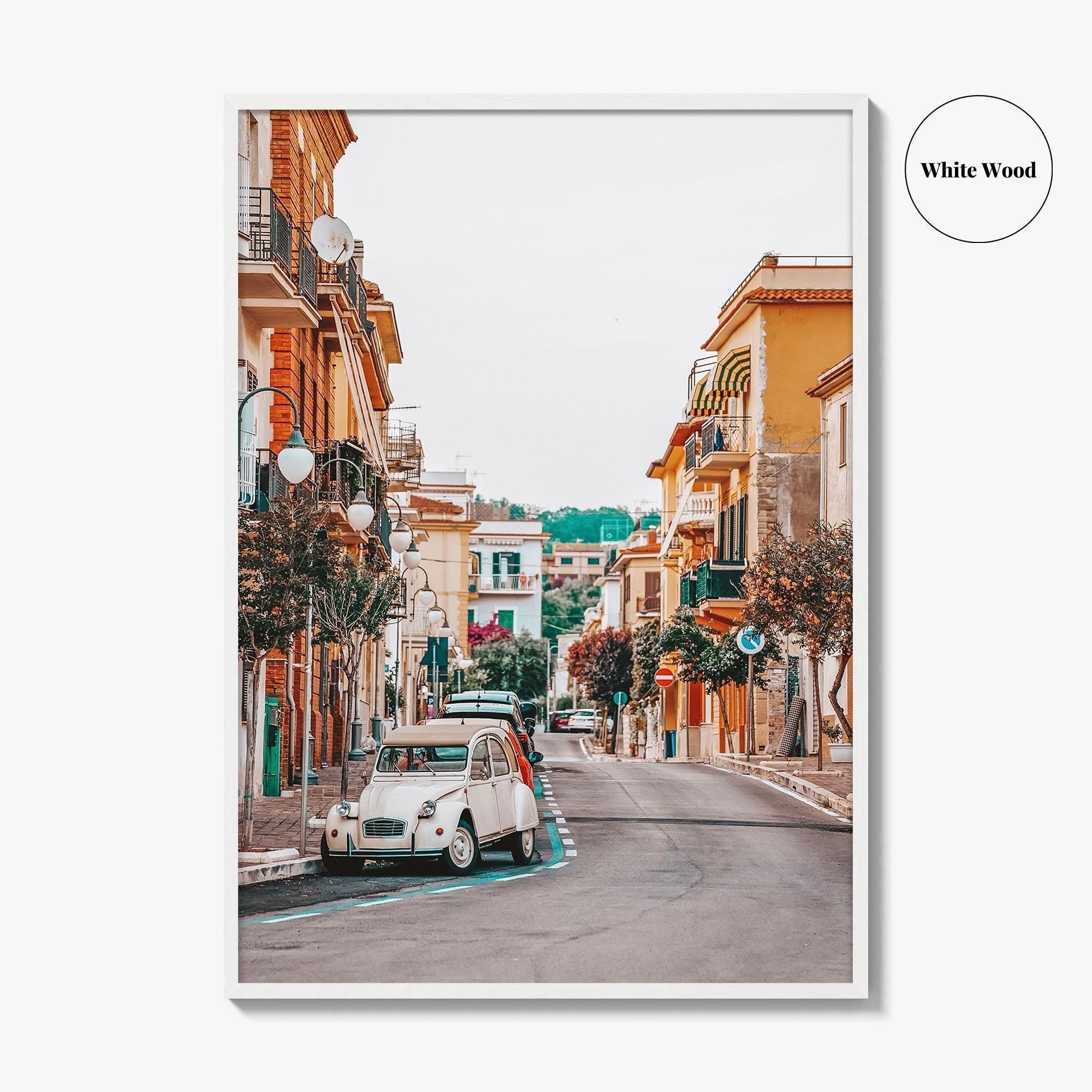 Scauri Italy Fine Art Photo Print, Italian Street, Vintage Car, Minturno Lazio Wall Poster