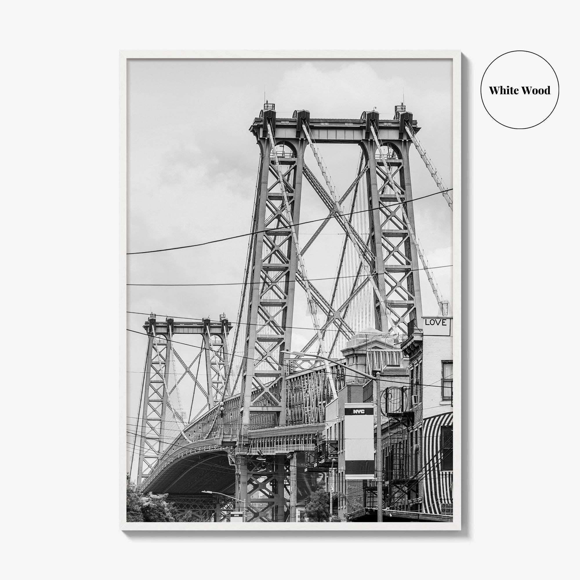 Williamsburg Bridge New York Black and White Fine Art Photo Print, Brooklyn NYC, Poster