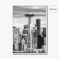 Seattle Skyline Black and White Fine Art Photo Print, Washington Poster