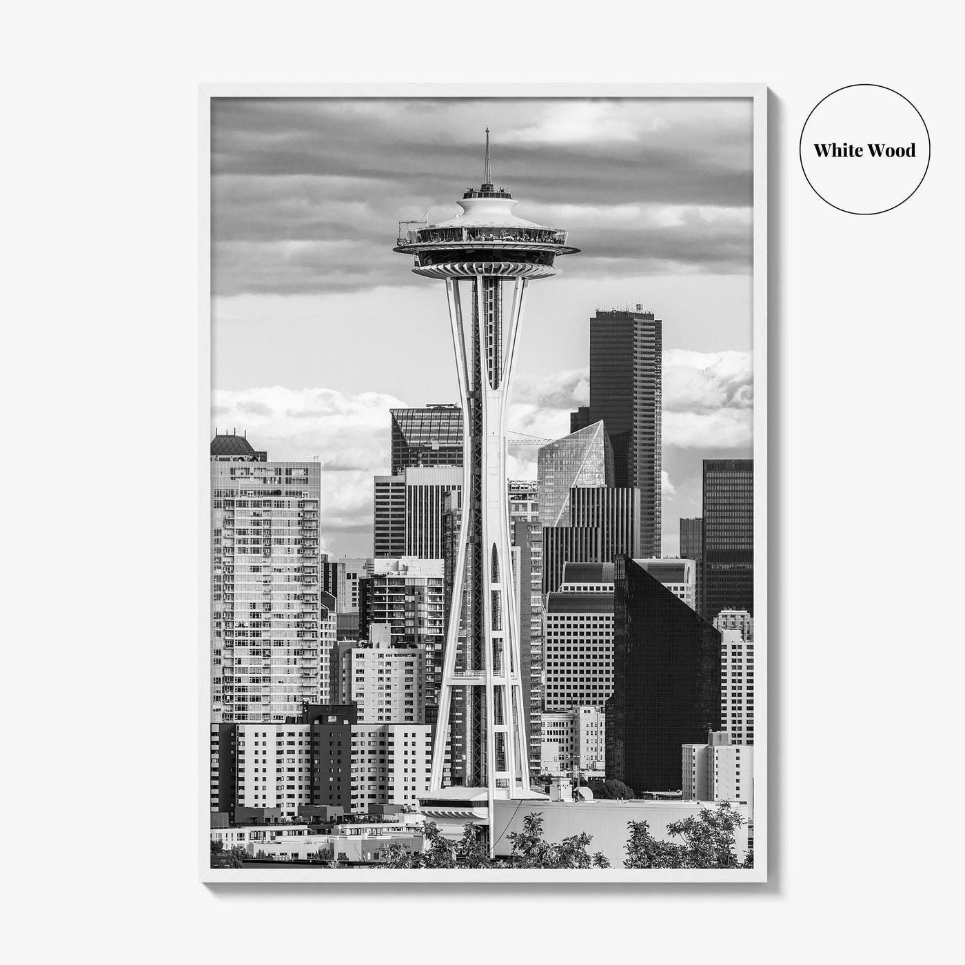 Seattle Skyline Black and White Fine Art Photo Print, Washington Poster