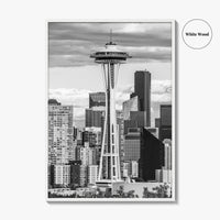 Seattle Skyline Black and White Fine Art Photo Print, Washington Poster