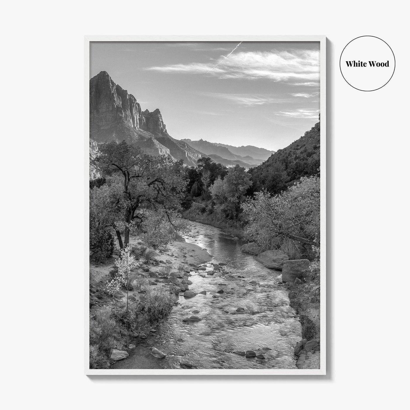 Zion National Park Black and White Fine Art Photo Print, Watchman, Utah USA Poster