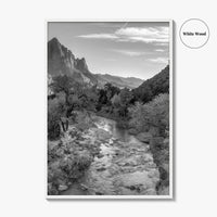 Zion National Park Black and White Fine Art Photo Print, Watchman, Utah USA Poster