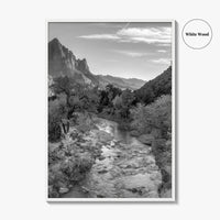 Zion National Park Black and White Fine Art Photo Print, Watchman, Utah USA Poster