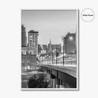 Youngstown Skyline Black and White Fine Art Photo Print, Downtown Ohio Poster