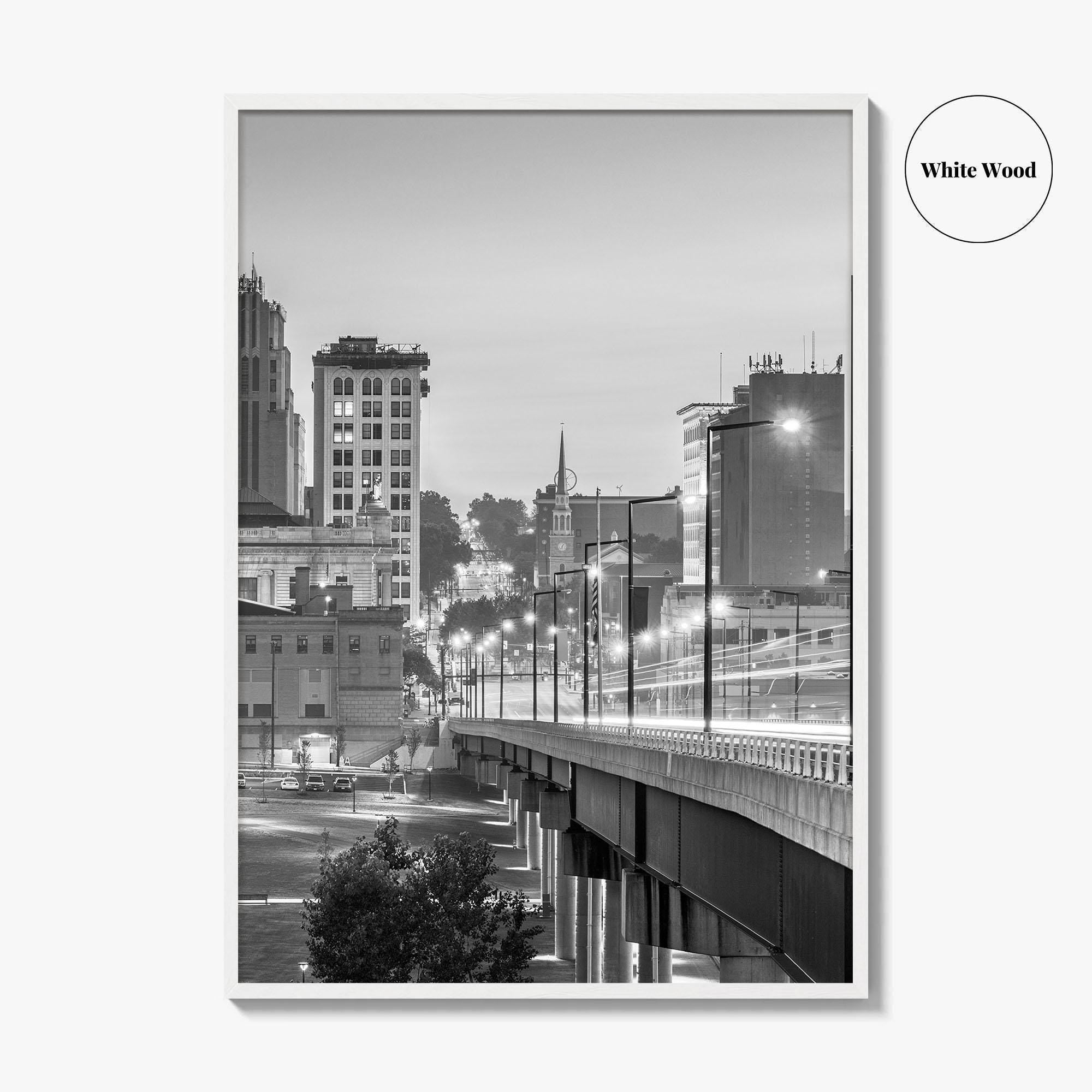 Youngstown Skyline Black and White Fine Art Photo Print, Downtown Ohio Poster