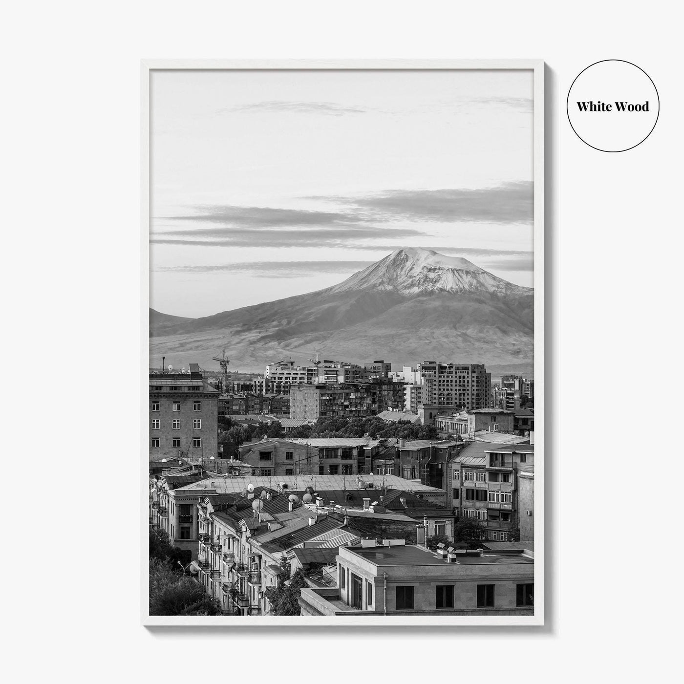 Yerevan Black and White Fine Art Photo Print, Armenia Wall Poster, Mount Ararat, Cascade
