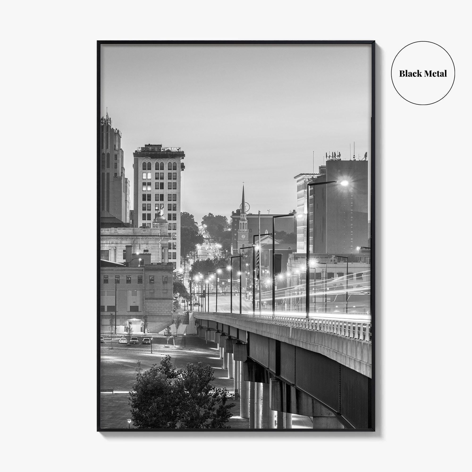Youngstown Skyline Black and White Fine Art Photo Print, Downtown Ohio Poster