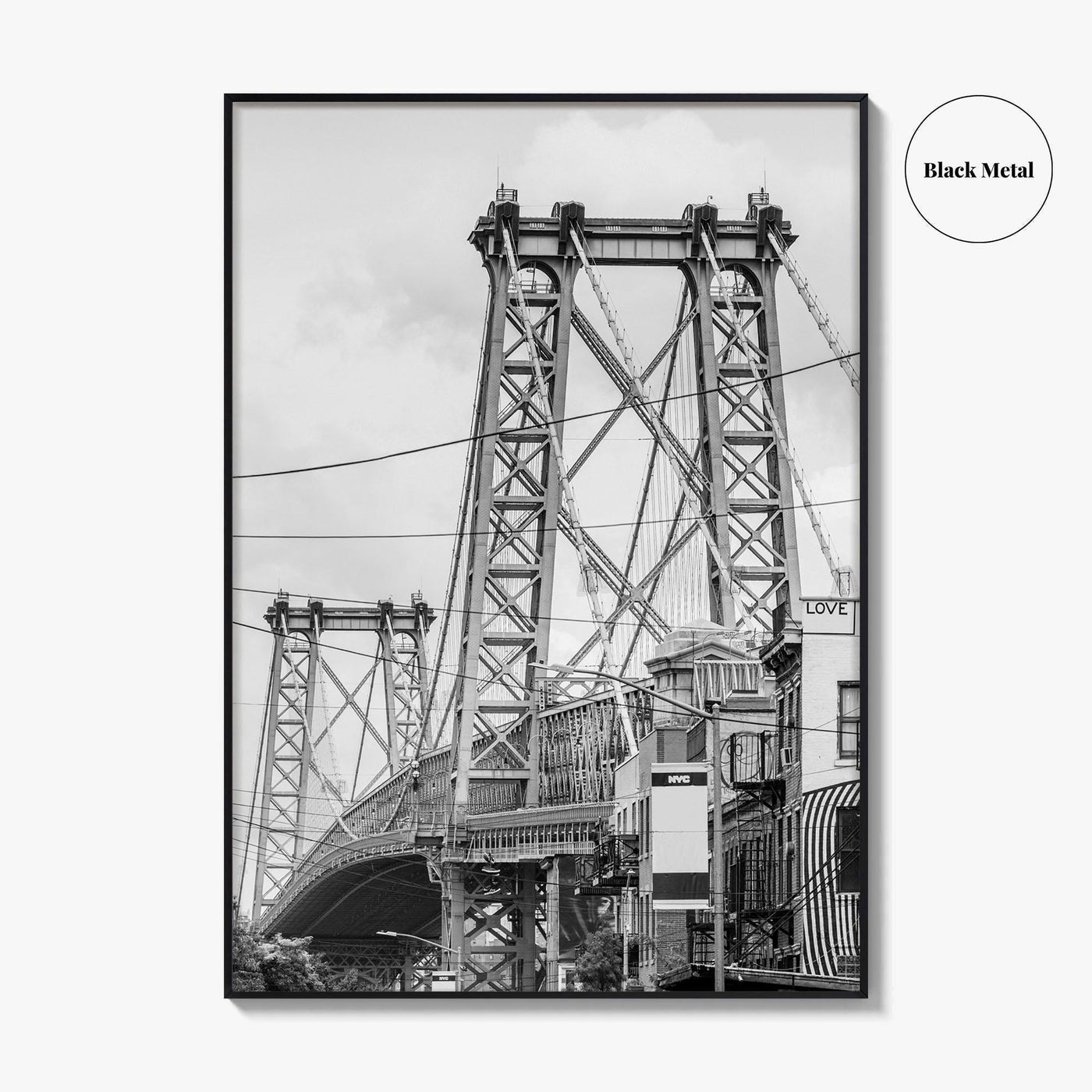 Williamsburg Bridge New York Black and White Fine Art Photo Print, Brooklyn NYC, Poster