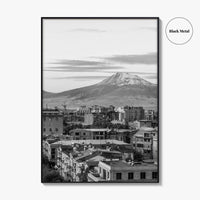 Yerevan Black and White Fine Art Photo Print, Armenia Wall Poster, Mount Ararat, Cascade