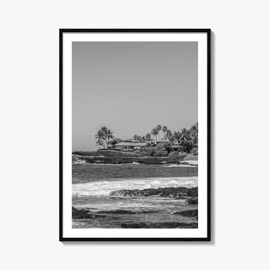 Kailua Kona Black and White Fine Art Photo Print, Alula Beach, Big Island Hawaii