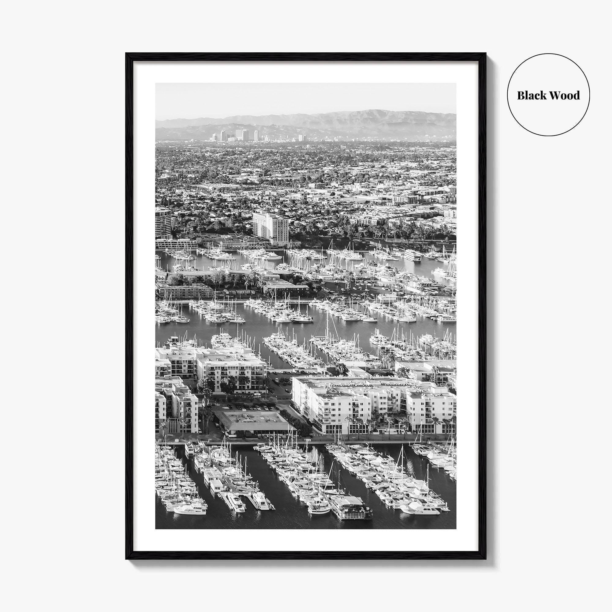 Marina del Rey Black and White Fine Art Photo Print, Los Angeles Poster