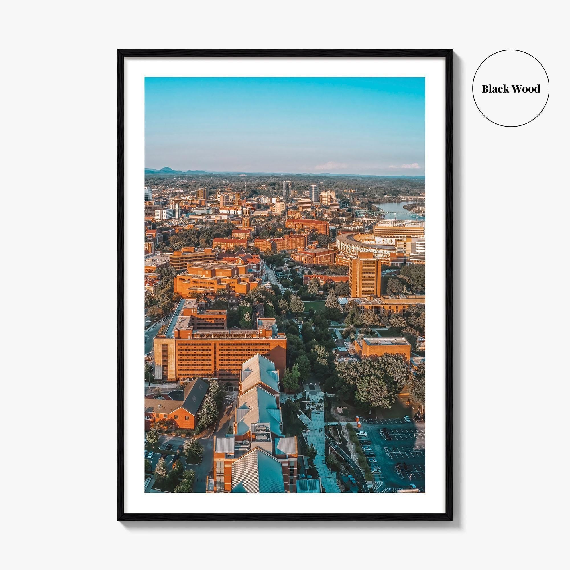 Knoxville Fine Art Photo Print, University of Tennessee, Aerial View, USA Wall Poster
