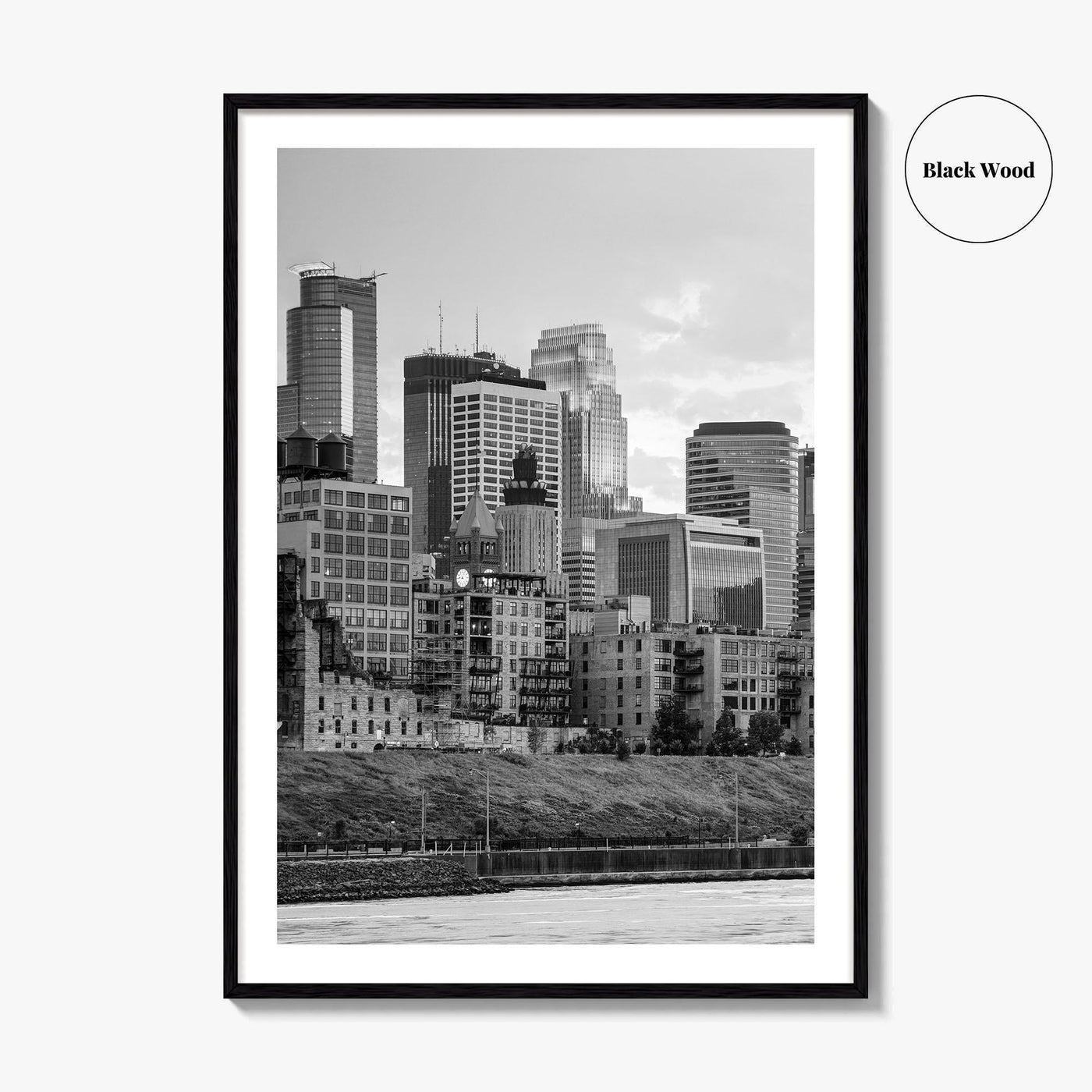 Minneapolis Skyline Black and White Fine Art Photo Print, Stone Arch Bridge Minnesota Poster