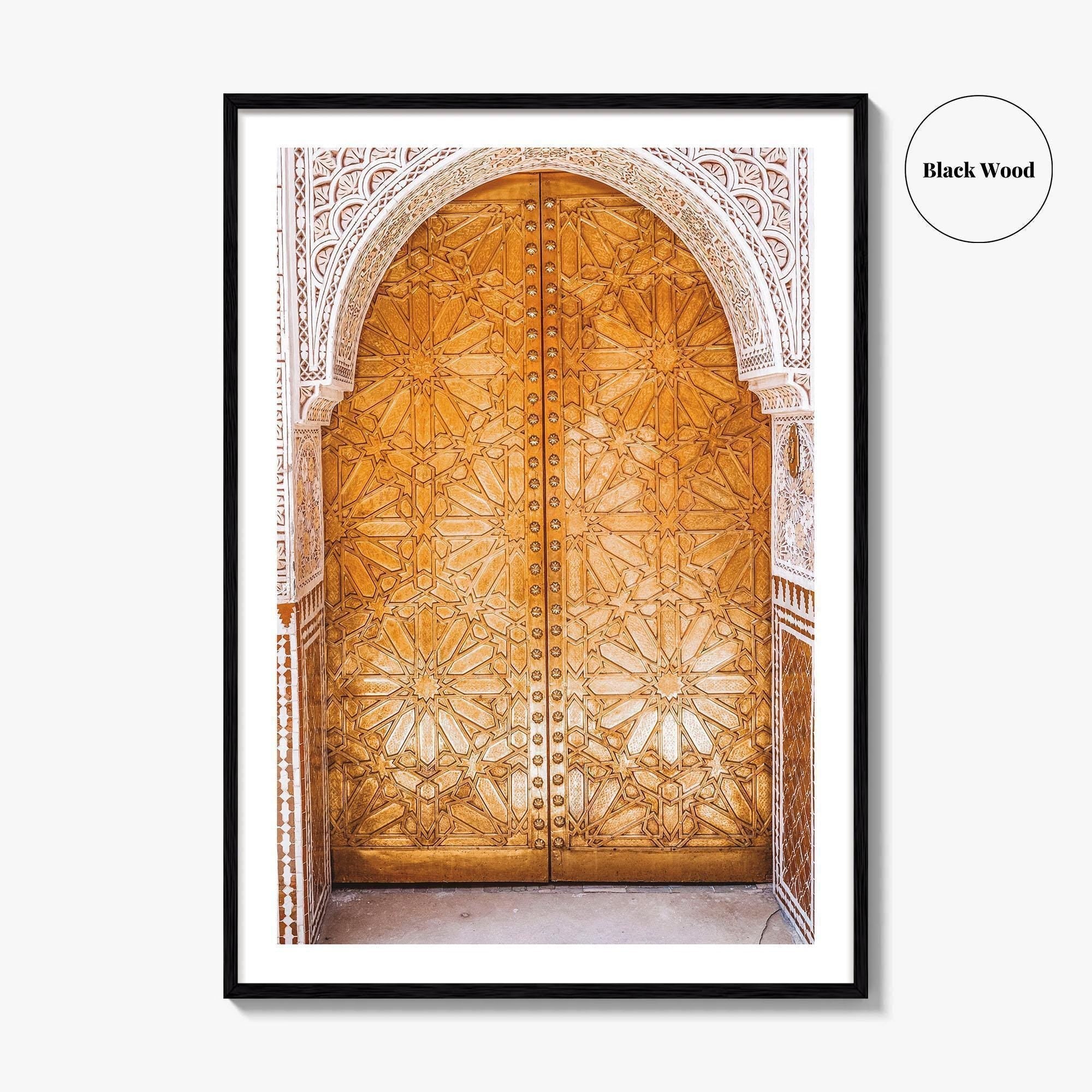 Marrakesh Golden Fine Art Photo Print, Marrakech Morocco Ornate Medina Door, Poster, North Africa