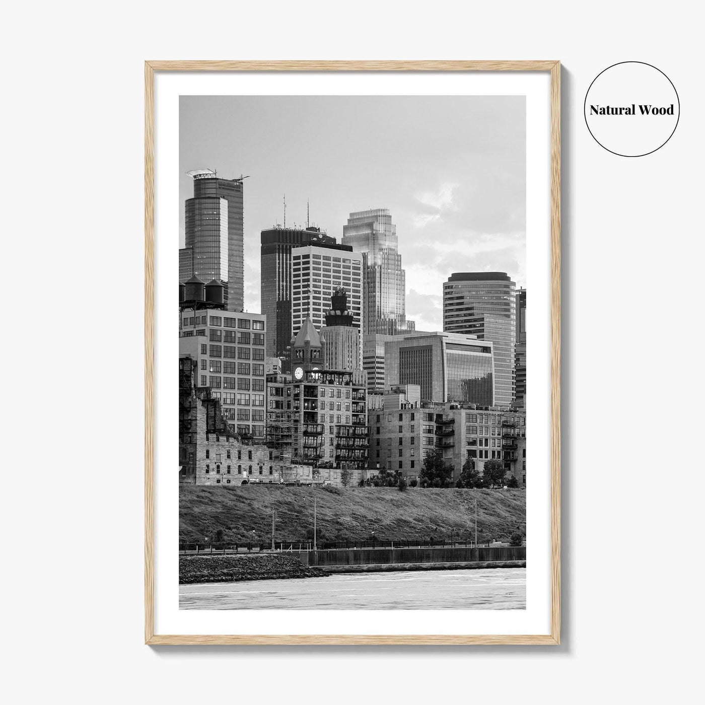 Minneapolis Skyline Black and White Fine Art Photo Print, Stone Arch Bridge Minnesota Poster
