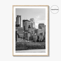 Minneapolis Skyline Black and White Fine Art Photo Print, Stone Arch Bridge Minnesota Poster