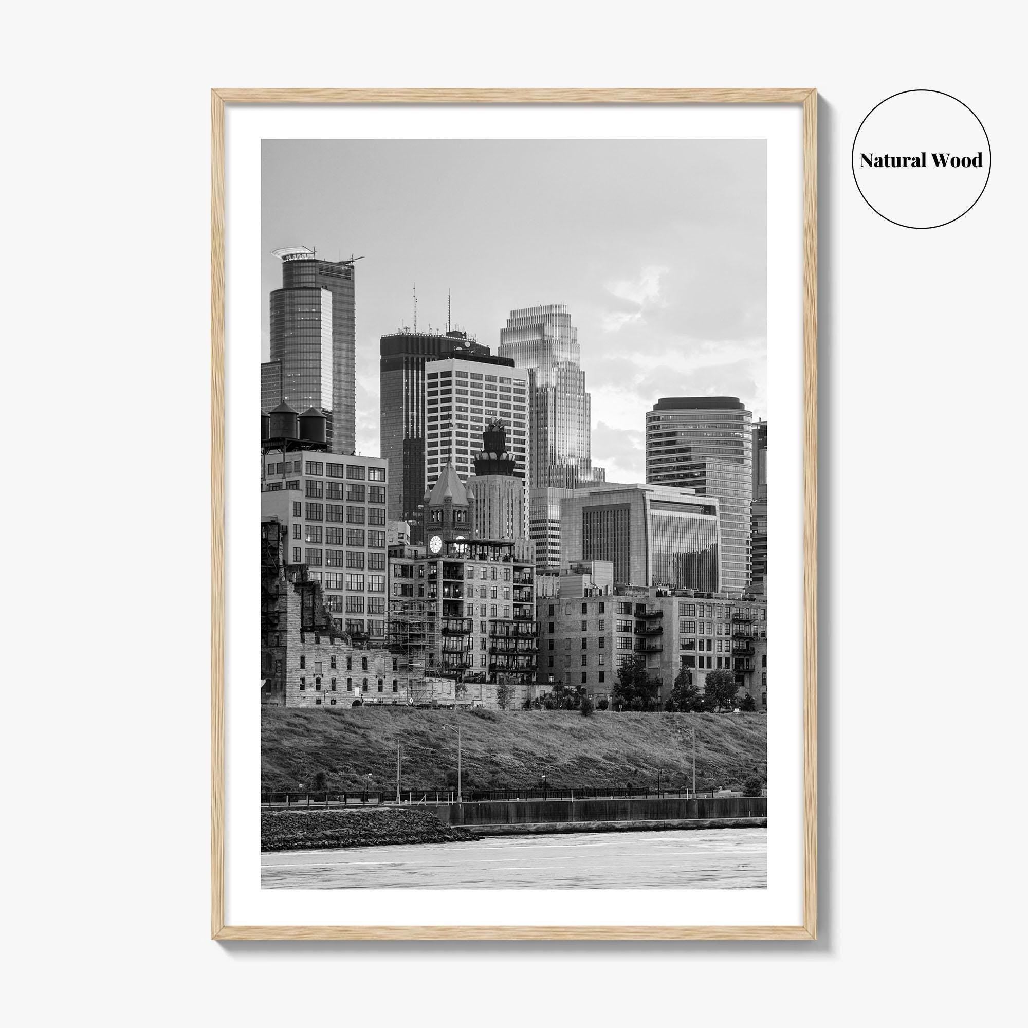 Minneapolis Skyline Black and White Fine Art Photo Print, Stone Arch Bridge Minnesota Poster