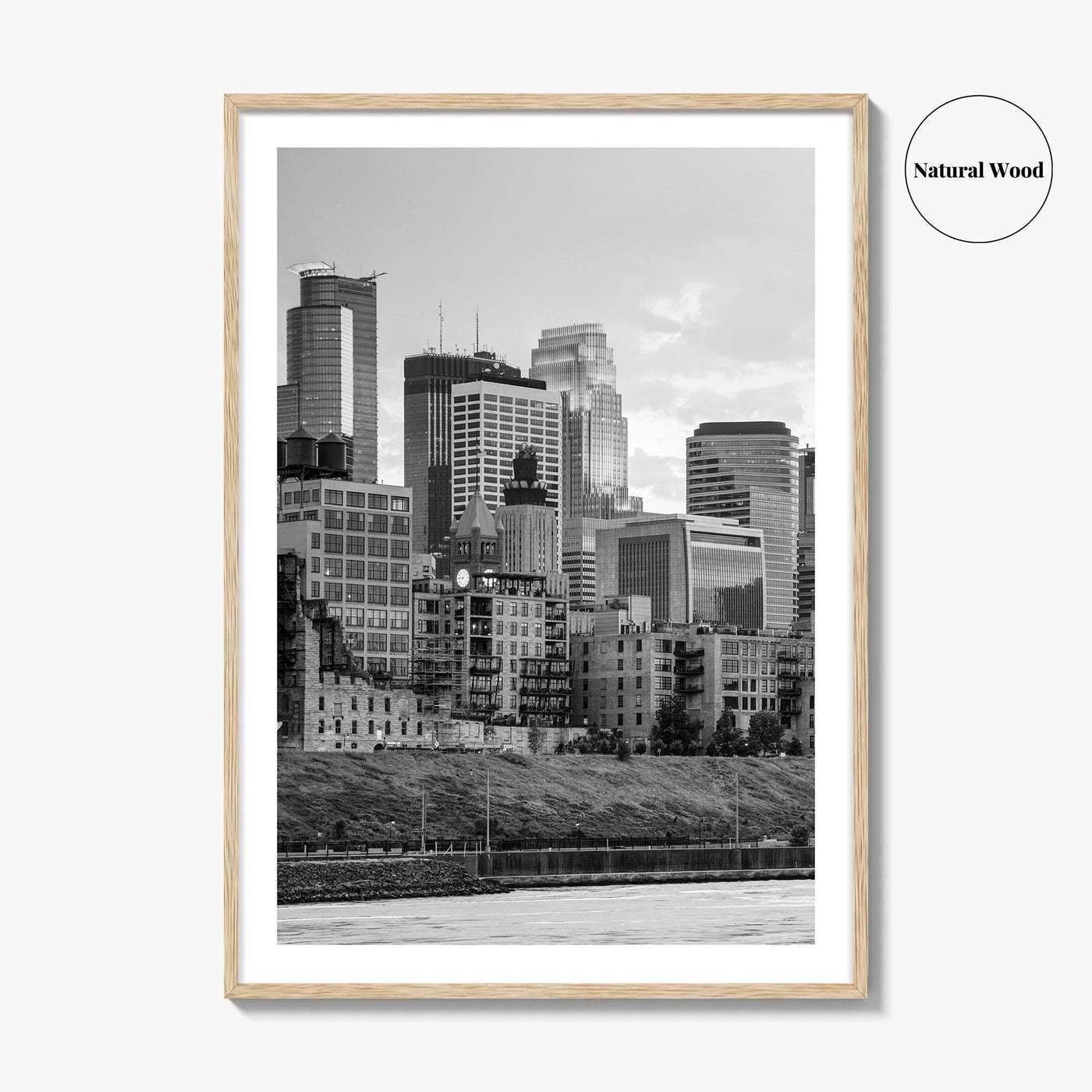 Minneapolis Skyline Black and White Fine Art Photo Print, Stone Arch Bridge Minnesota Poster