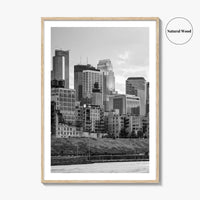 Minneapolis Skyline Black and White Fine Art Photo Print, Stone Arch Bridge Minnesota Poster