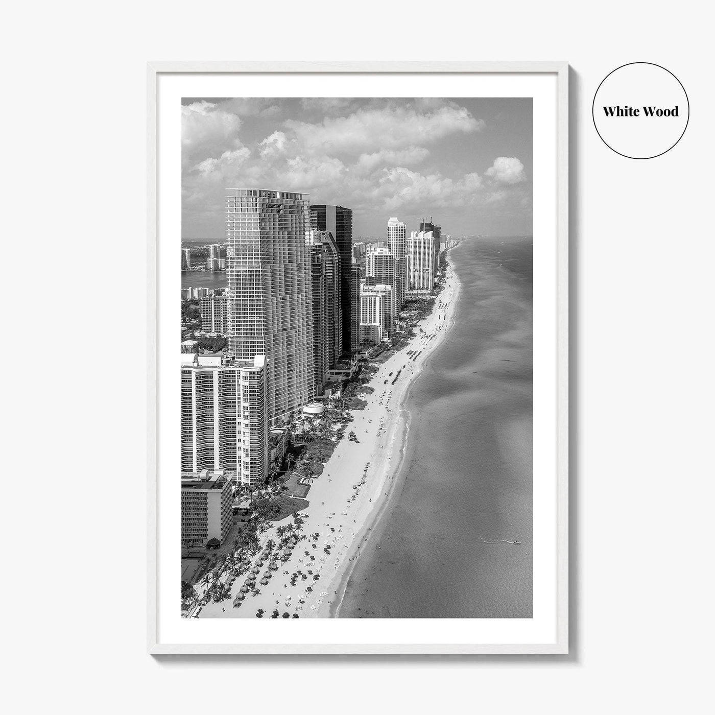 Miami Black and White Fine Art Photo Print, South Beach Florida Poster