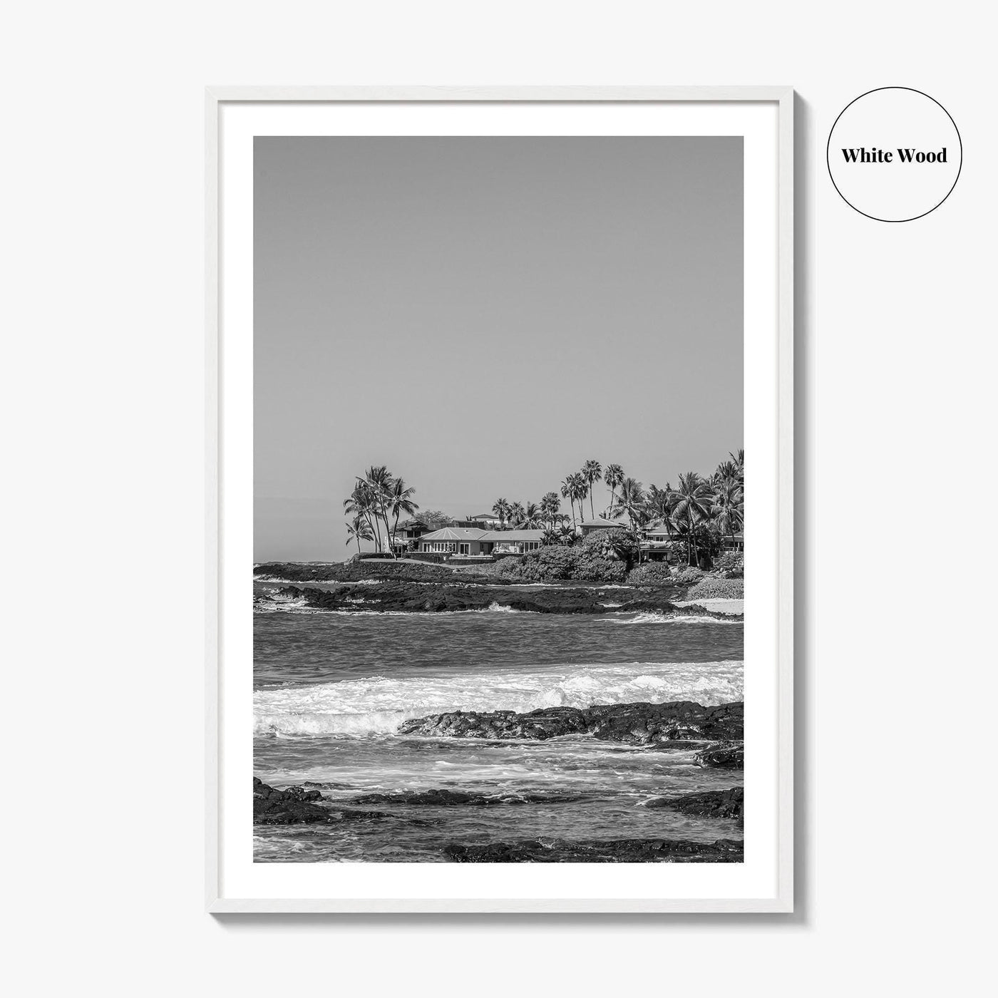 Kailua Kona Black and White Fine Art Photo Print, Alula Beach, Big Island Hawaii