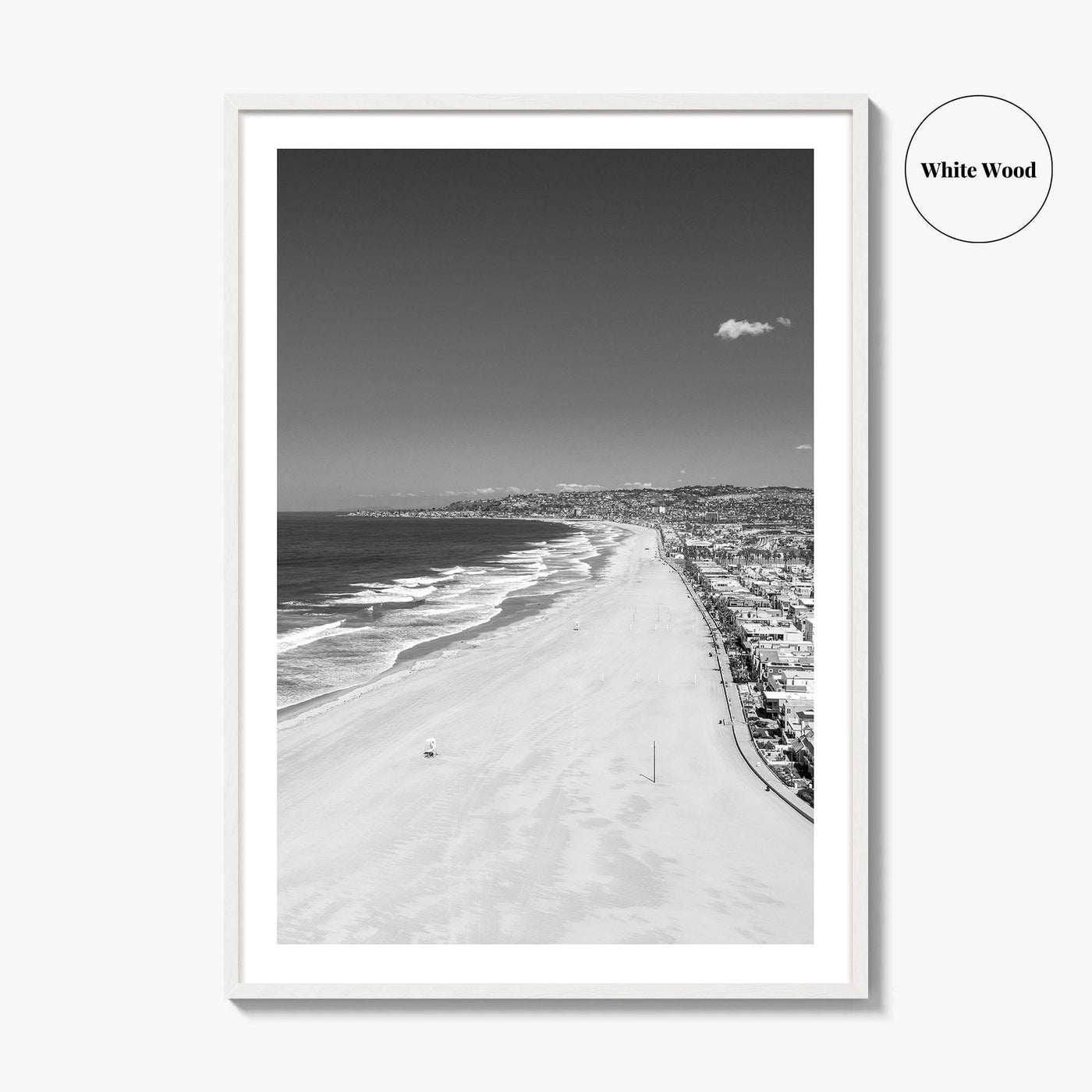 Mission Beach Black and White Fine Art Photo Print, San Diego Poster, California Poster