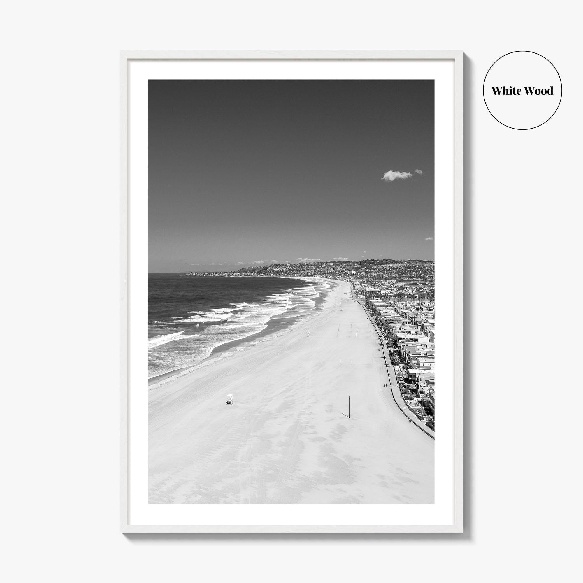 Mission Beach Black and White Fine Art Photo Print, San Diego Poster, California Poster