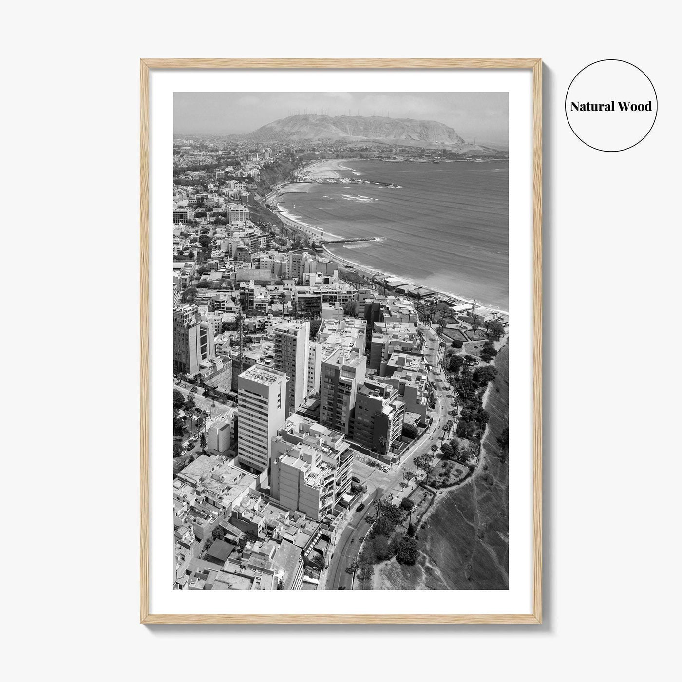 Lima Black and White Fine Art Photo Print, Miraflores Peru Poster