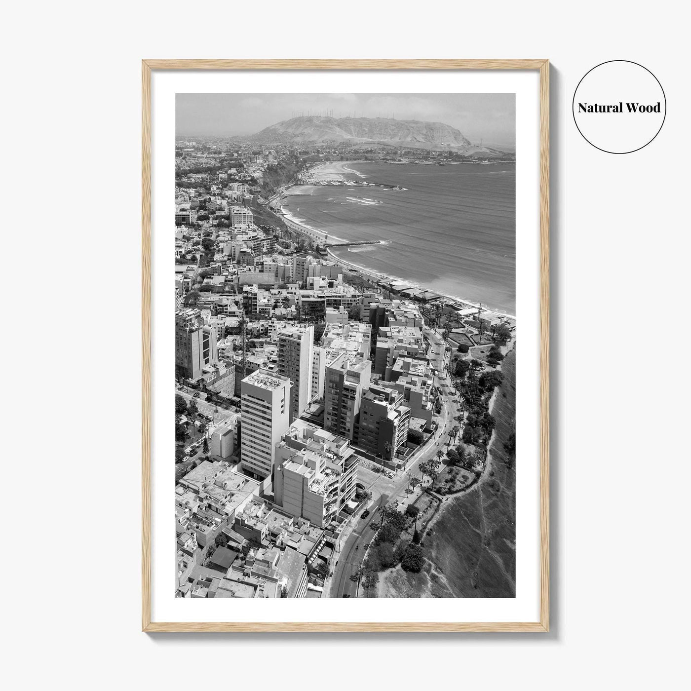 Lima Black and White Fine Art Photo Print, Miraflores Peru Poster